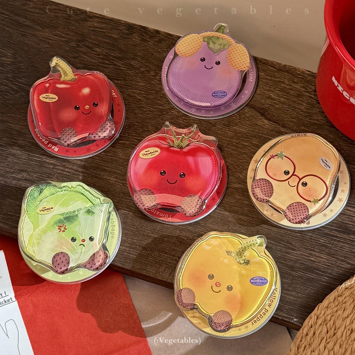 Gilt Vegetable Cartoon Suitable for Magsafe Magnetic Bracket Mobile Phone Airbag Bracket Telescopic Portable Advanced Personality