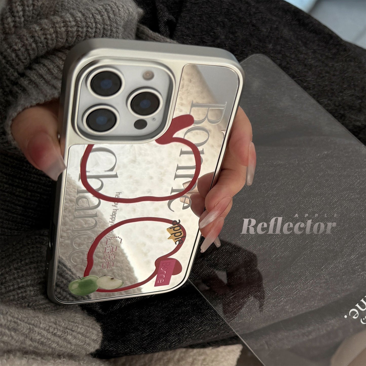 Premium sense is suitable for 16promax mobile phone case iphone17 mirror line Apple 15 electroplating silver 13 generation