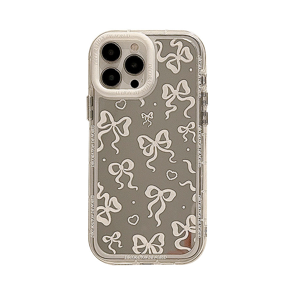 Mirror bow for 17ProMax Apple 16 mobile phone case iPhone15 temperament princess style 11 transparent 12