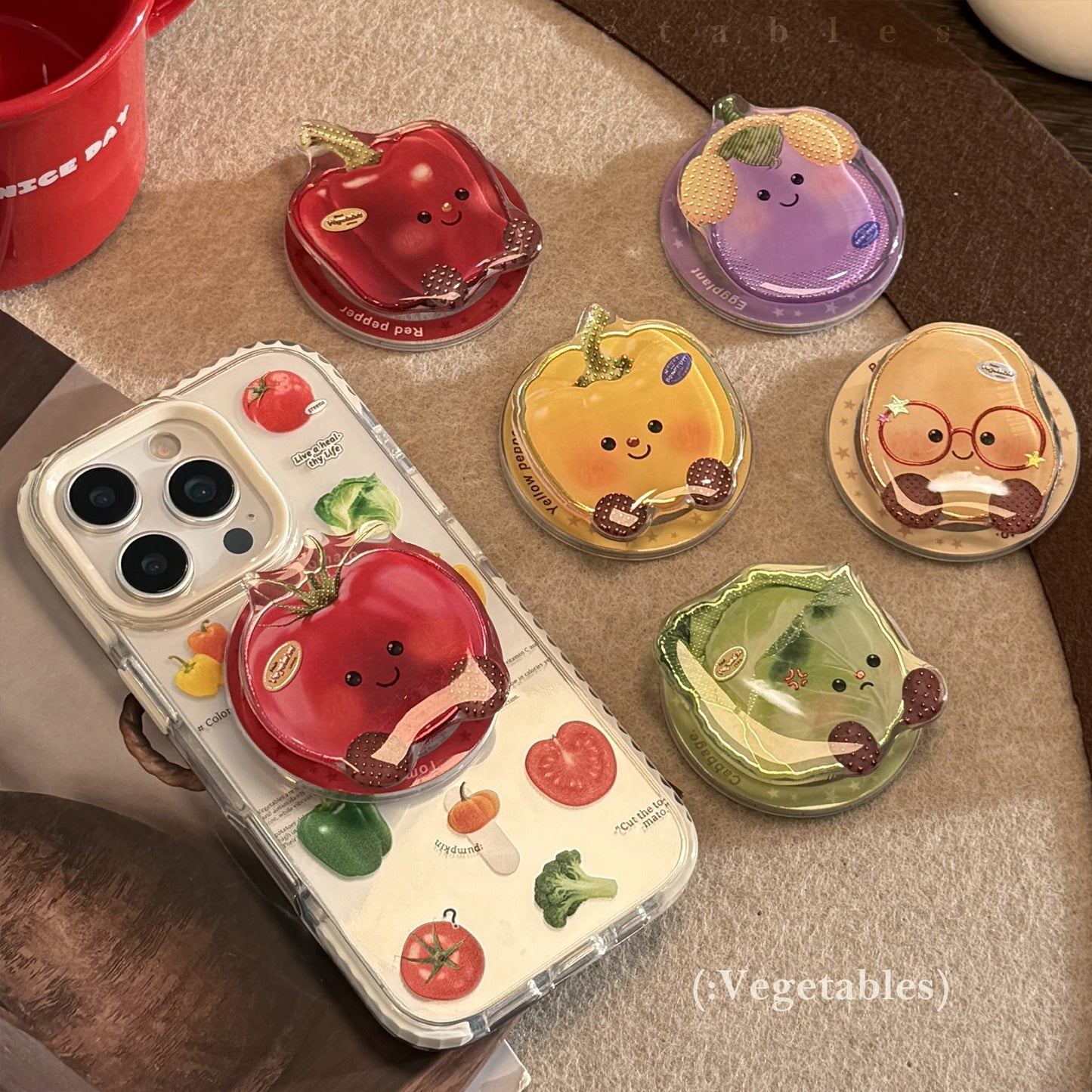 Gilt Vegetable Cartoon Suitable for Magsafe Magnetic Bracket Mobile Phone Airbag Bracket Telescopic Portable Advanced Personality