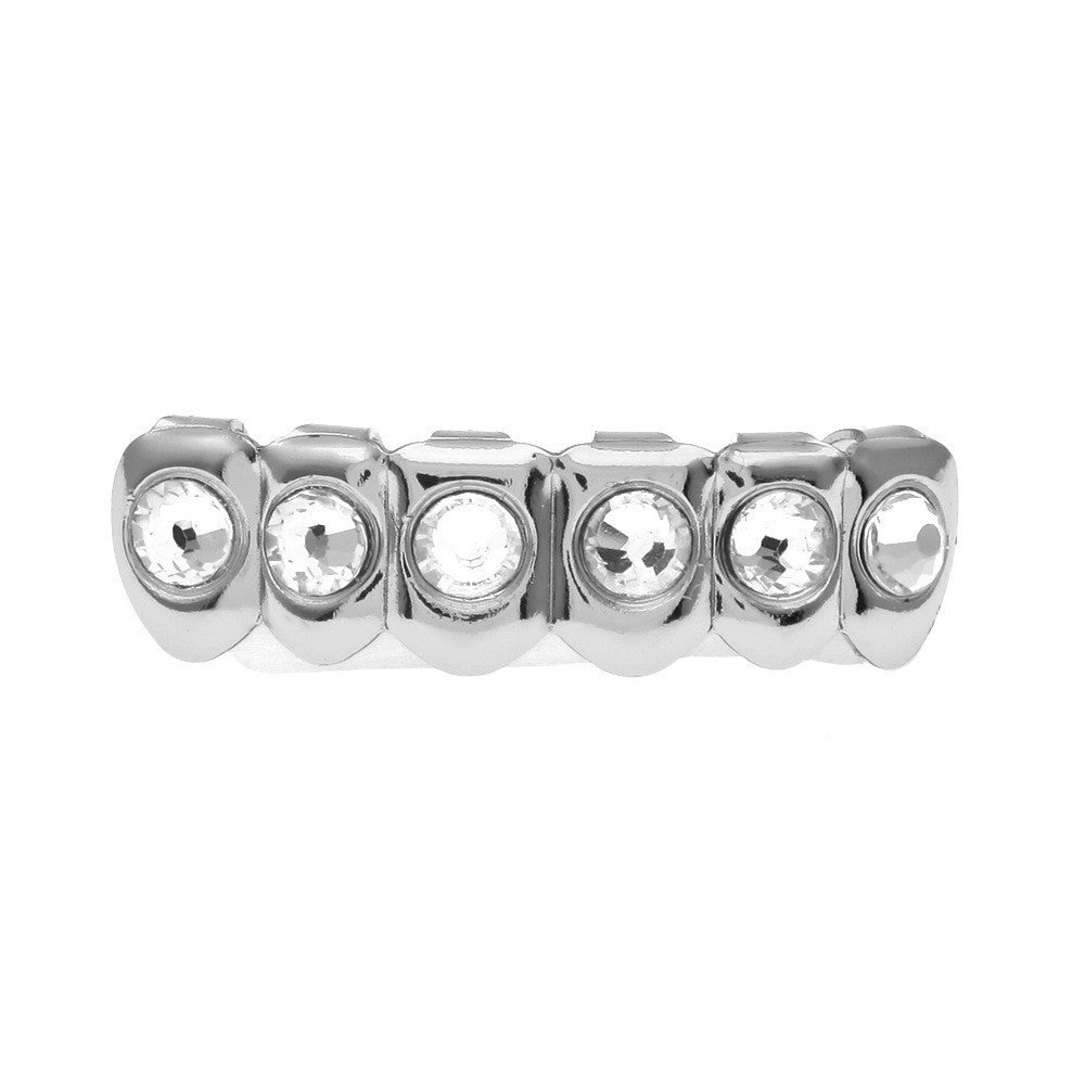 Hip-hop diamond-encrusted and gold-plated teeth grillz