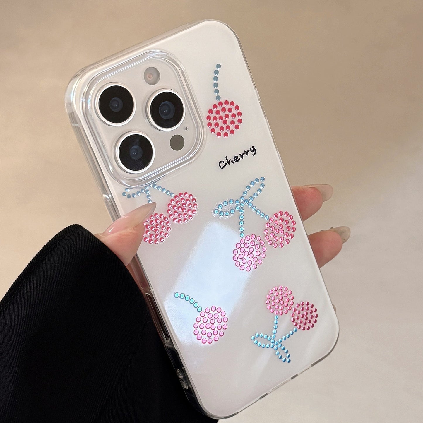 Gilt Ruby Cherry Mobile Phone Case Suitable for 16 Apple 17Promax Premium iPhone13 Hard 12 Generation 14