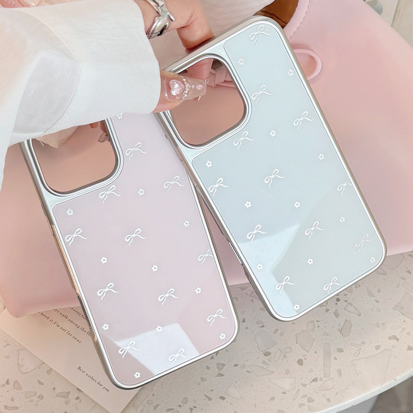 Gilt applicable to Apple 16Pro Max mobile phone case iphone17 electroplated bow 14 small fresh Huawei P70