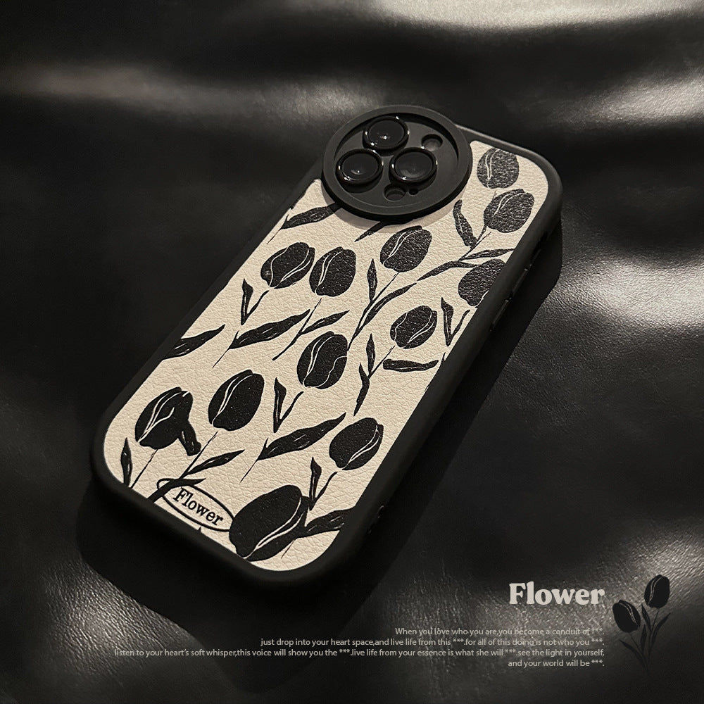 Cold wind tulip iPhone14Pro max for 13 iPhone case 15 Simple 11 Gen hair X Premium