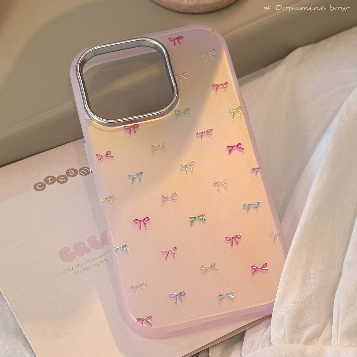 Gilt sweet bow for iphone17Promax mobile phone case 15 laser 13 anti-drop 14 Korean 11 hard