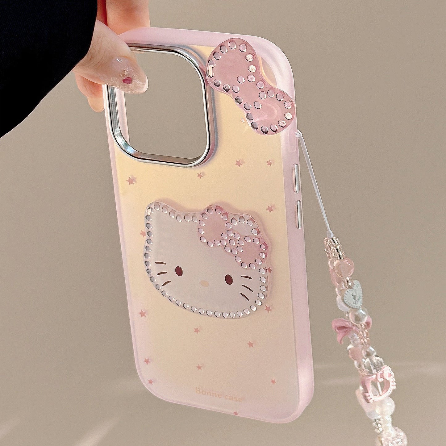 Gilt laser is suitable for Apple 16Promax mobile phone case iphone15 three-dimensional pink cartoon 11 lanyard 17 cute