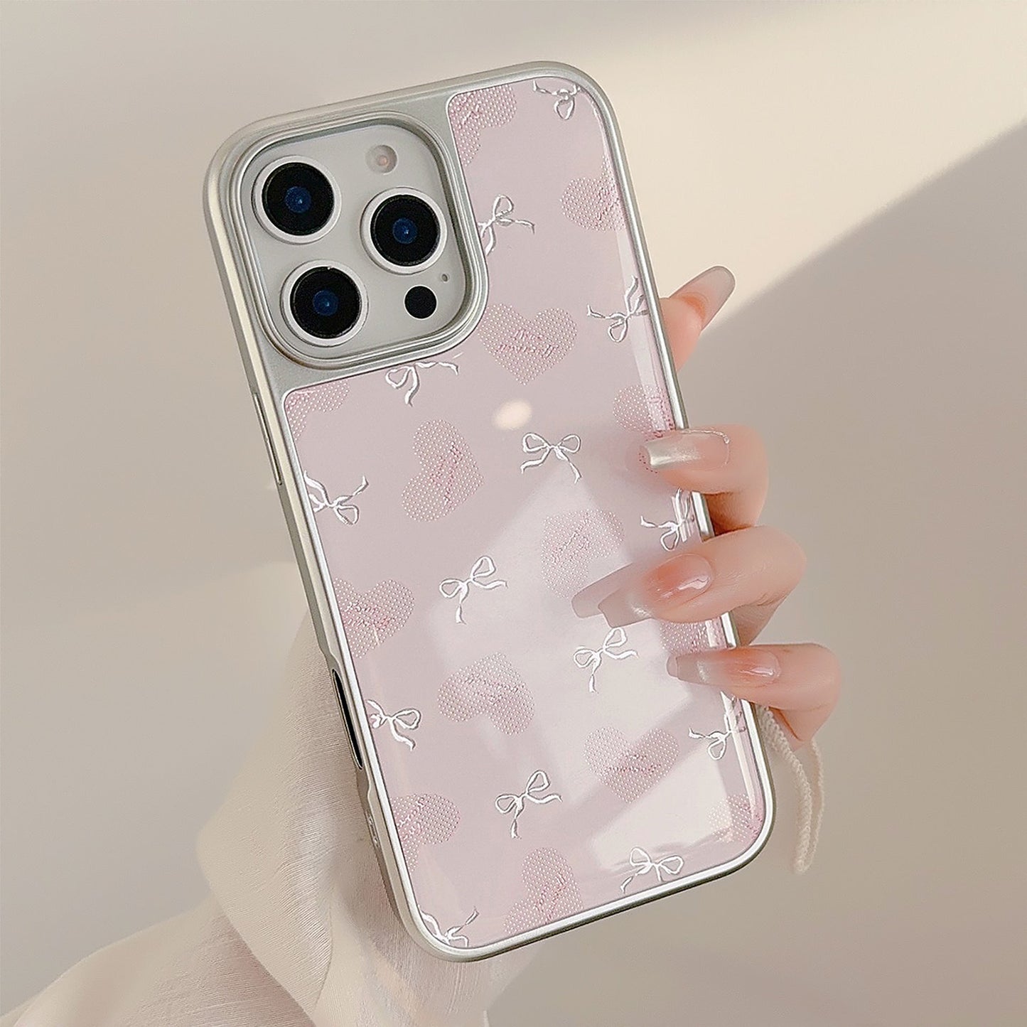 Gilt Apple 16promax mobile phone case iphone17 love bow 14/13 electroplating suitable for Huawei P70