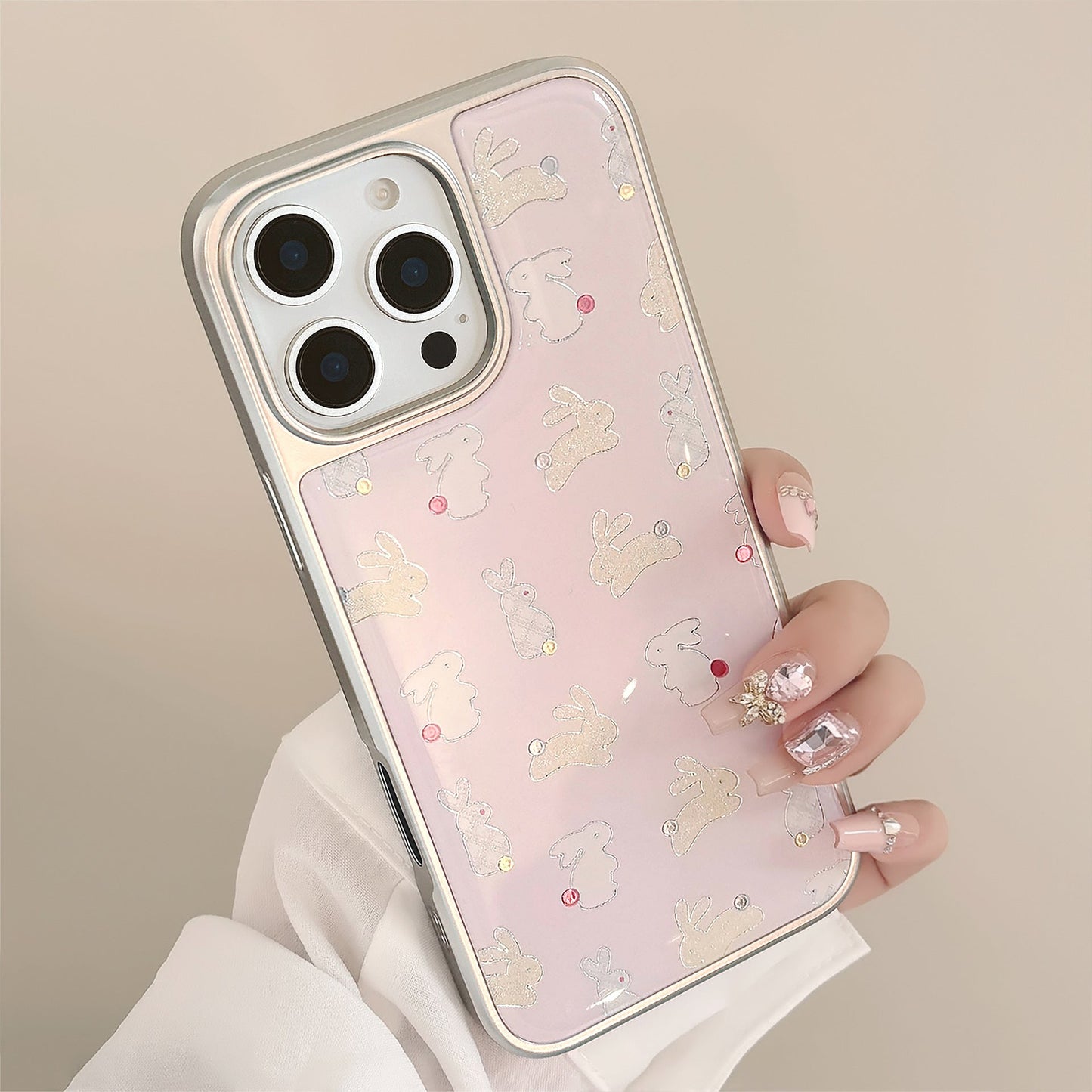 Gilt apple 16pro max mobile phone case iphone17 color polka dot cute rabbit 15 for 13 huawei p70