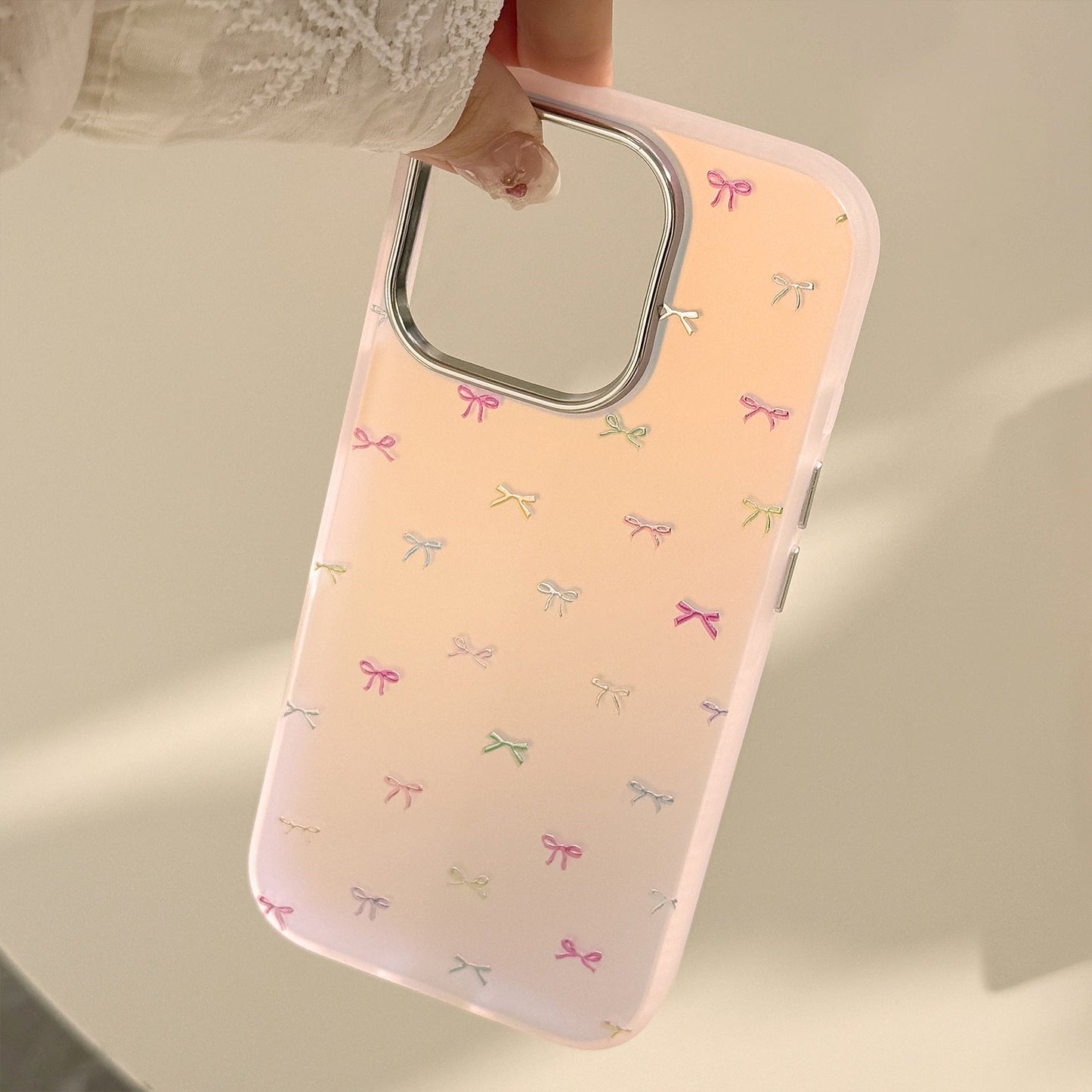 Gilt sweet bow for iphone17Promax mobile phone case 15 laser 13 anti-drop 14 Korean 11 hard