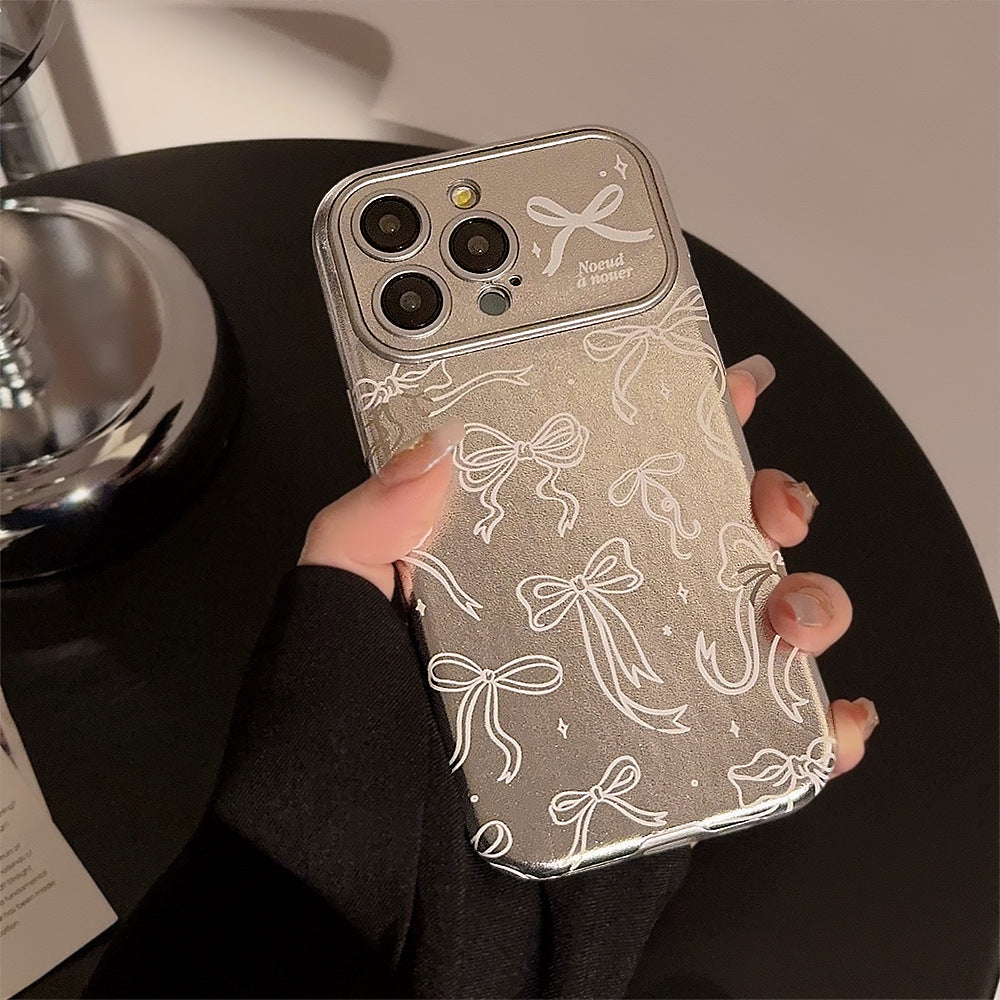 Japanese and Korean style is suitable for iphone16 Apple 15 mobile phone case 14promax full screen bow 17 leather 12 electroplating