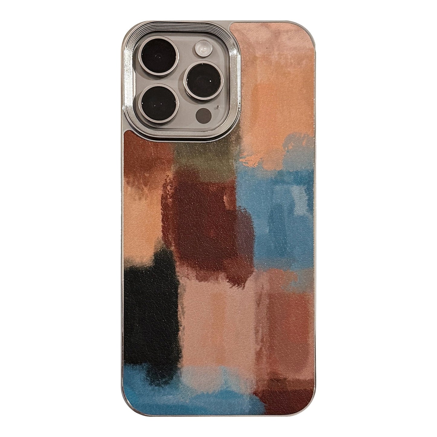 Art Contrast Color Splicing Apple 16 Mobile Phone Case 17promax Leather 15 Suitable for iPhone13 Electroplating 14 Advanced