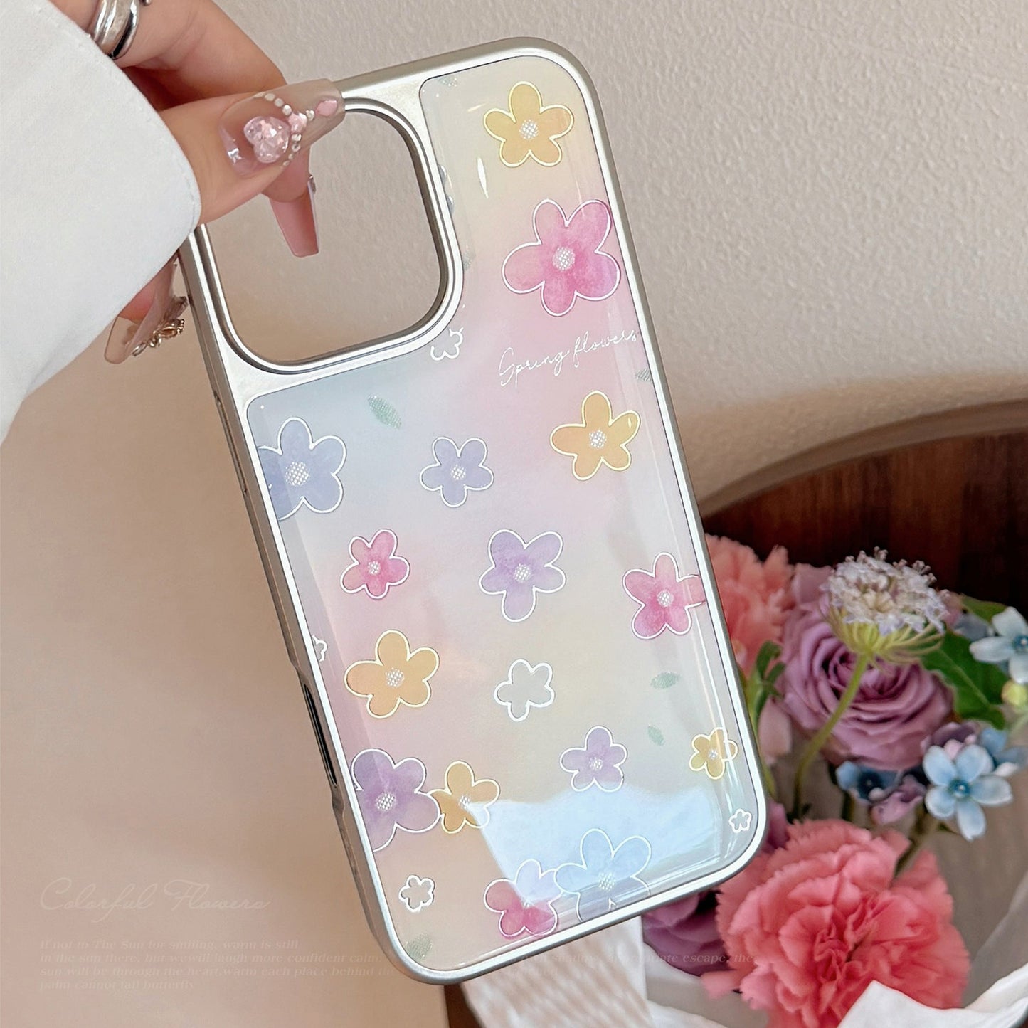 Gilt Epoxy 17 Apple 16Pro Max mobile phone case iphone15 smudge flower 14 suitable for Huawei mate70
