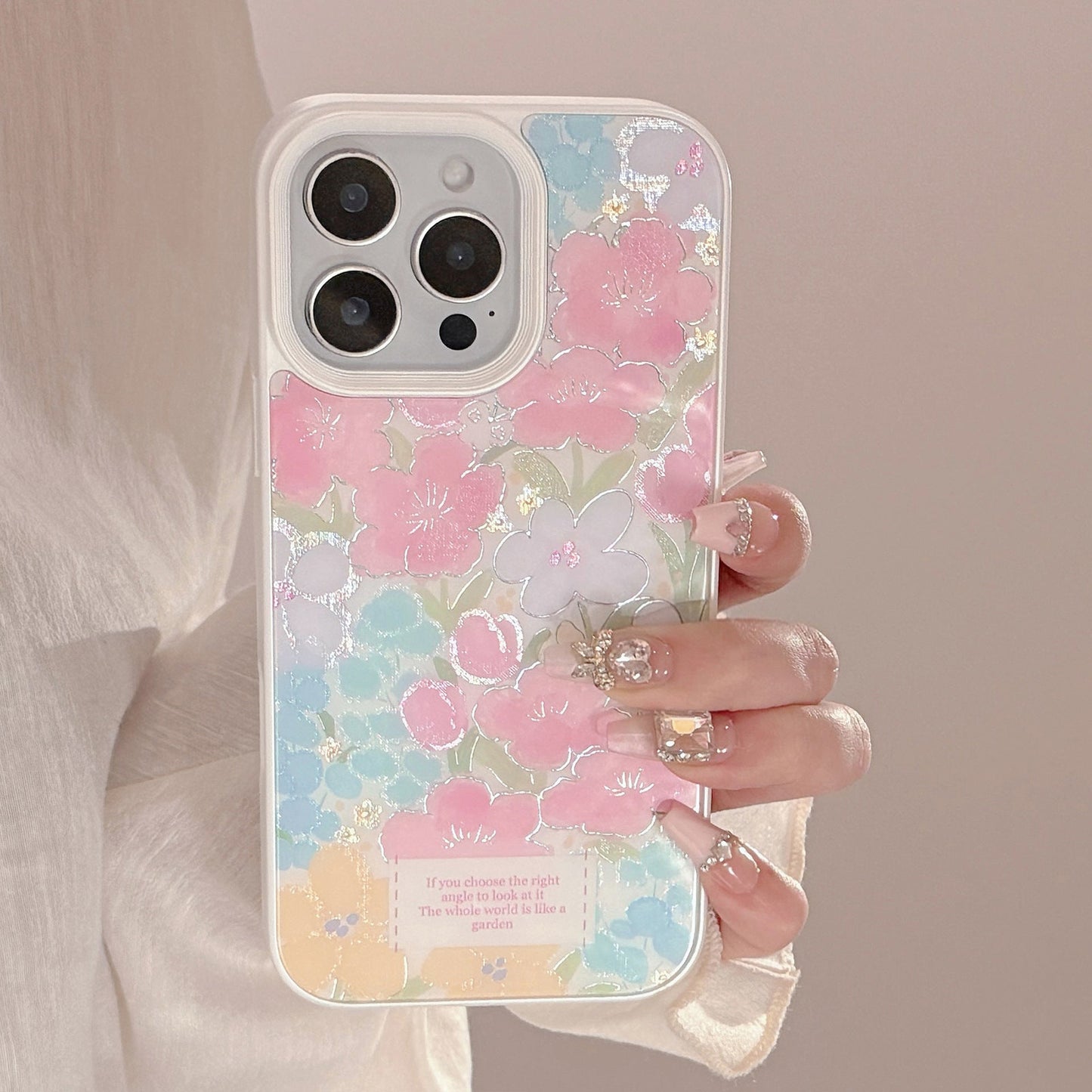Gilt flower iPhone17 mobile phone case Apple 15 small fresh 14 suitable for 16pro max advanced sense 12/13