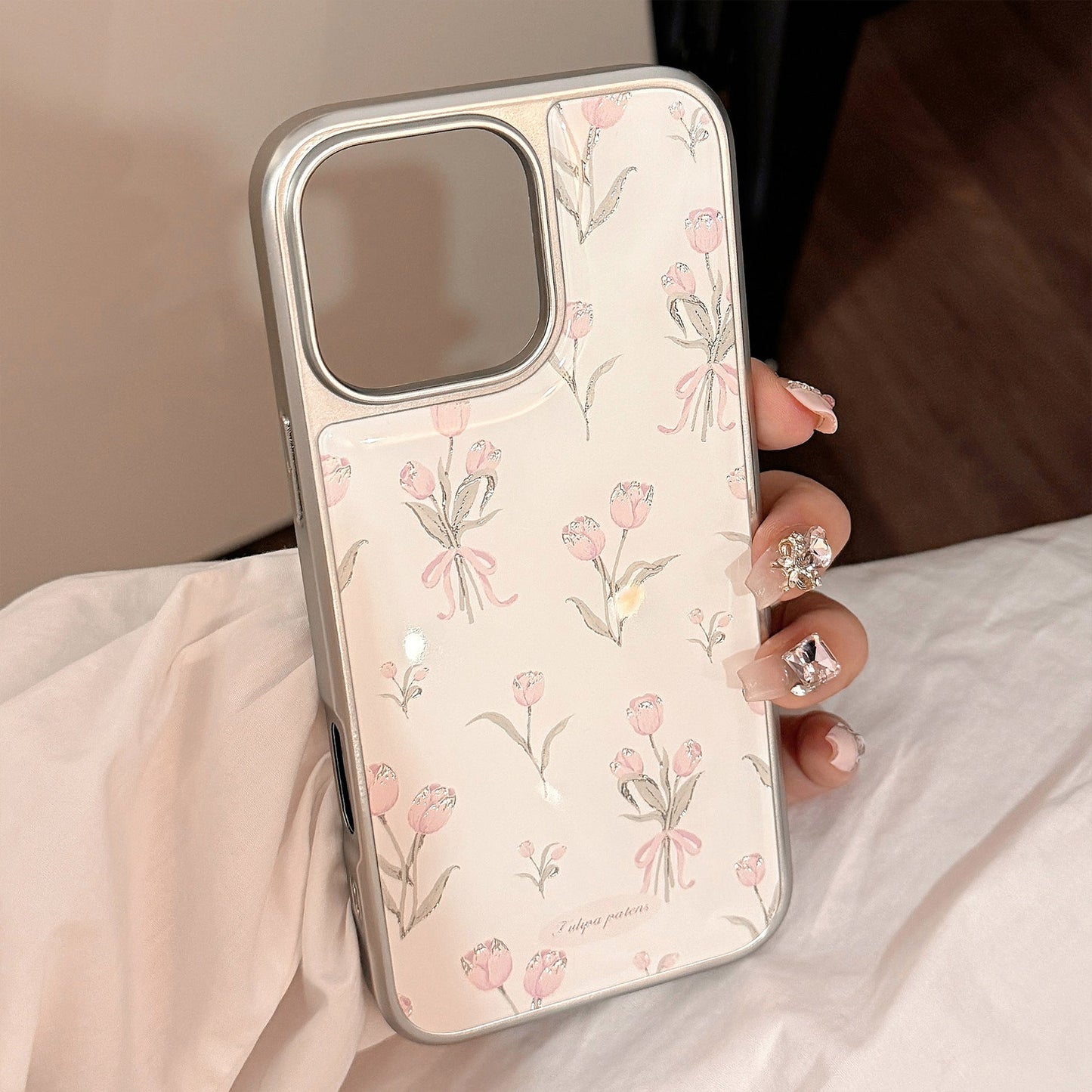 Gilt Epoxy Apple 16promax mobile phone case iphone17 powder tulip 15 electroplating 14 suitable for Huawei p70