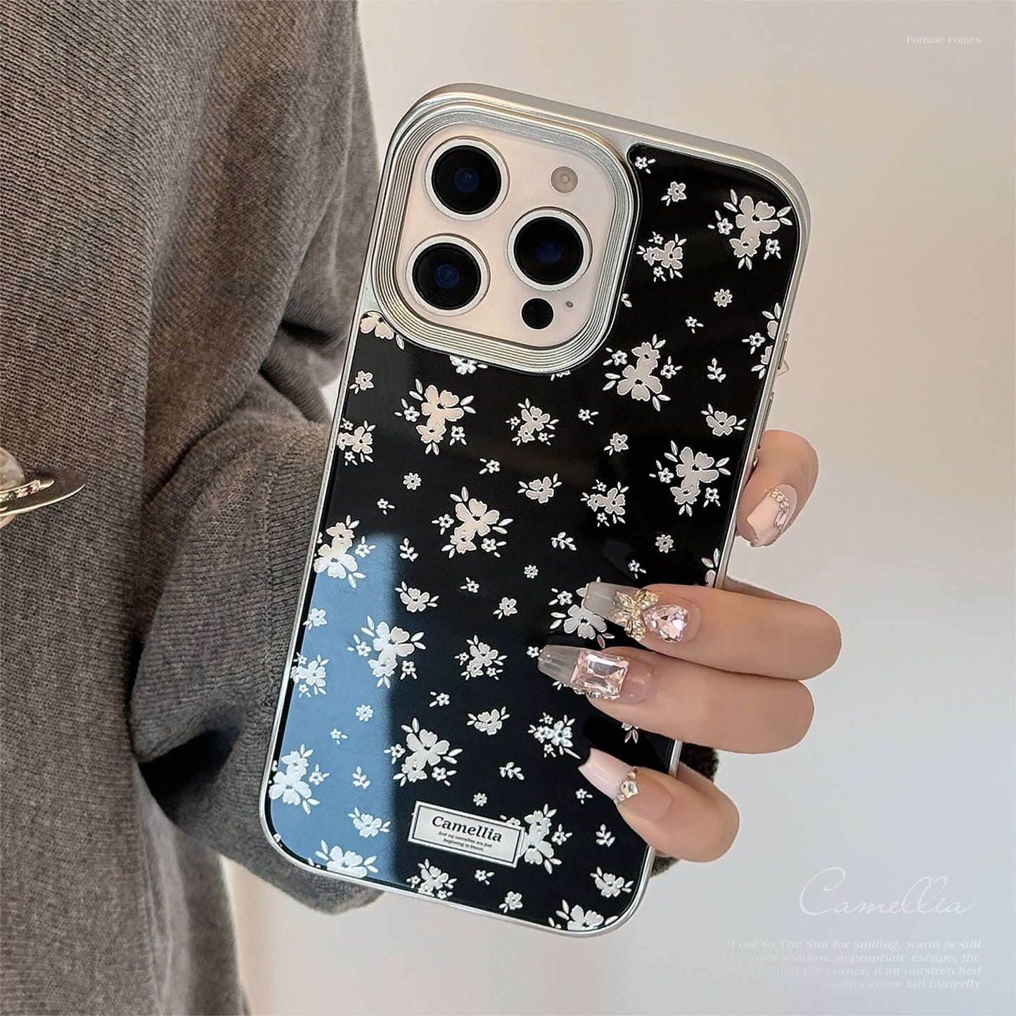 Gilt flower apple 17promax mobile phone case 16 for iPhone15 anti-drop 14 dark wind 13 hard premium