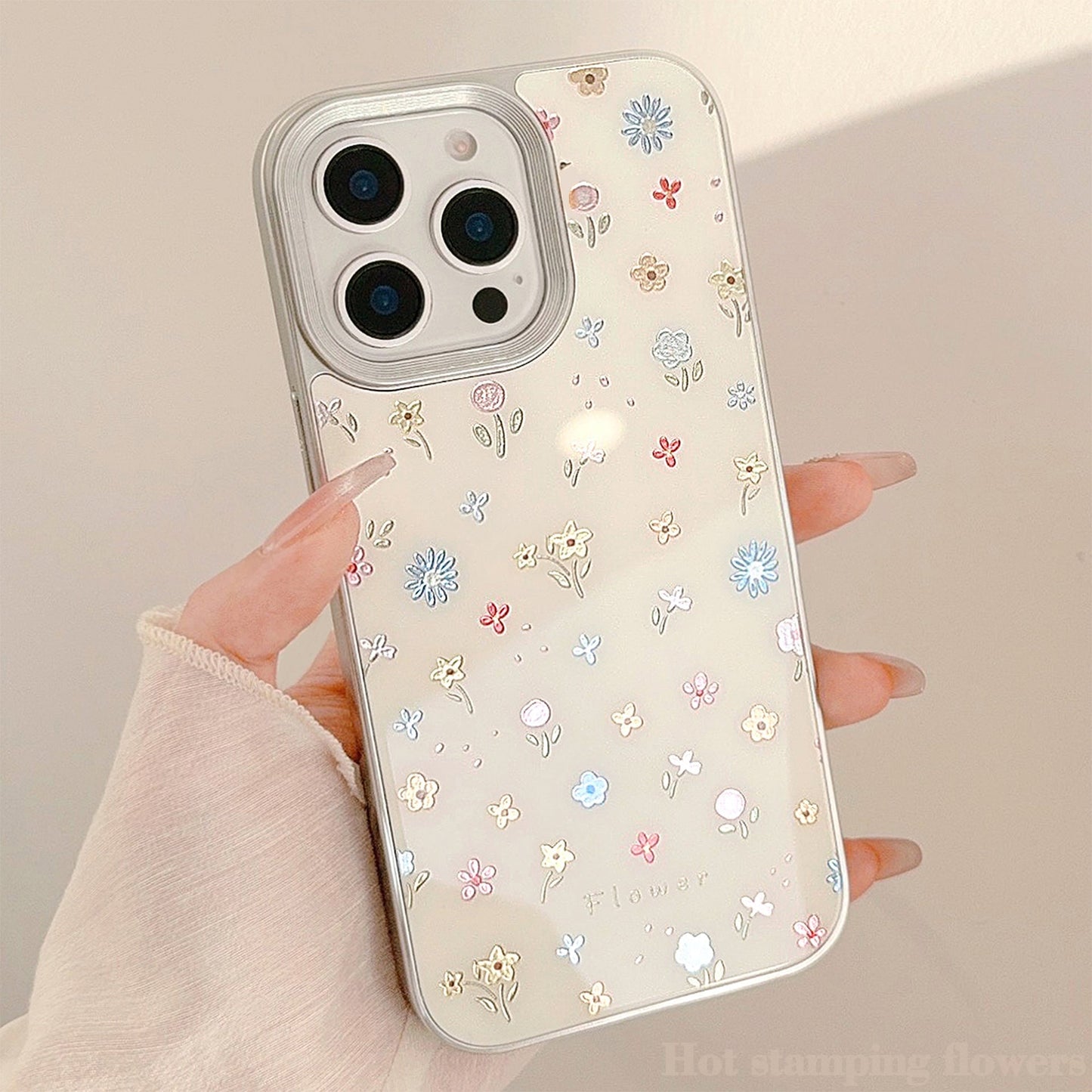 Gilt mobile phone case Apple 16 color small floral 17promax for iPhone14 anti-drop 11 glass 13 hard