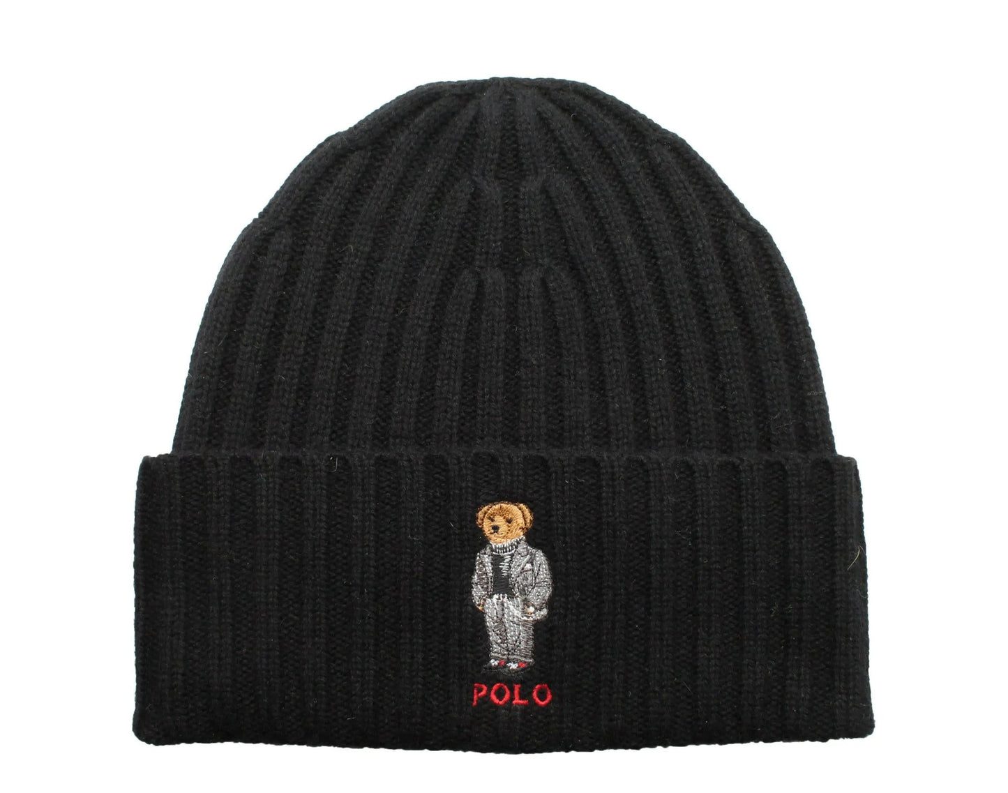 Polo Ralph Lauren Polo Bear Chalk-Stripe Knit Cuffed Beanie Hat Navy