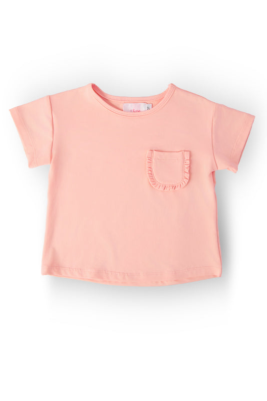 Peach Ruffle Pocket Tee