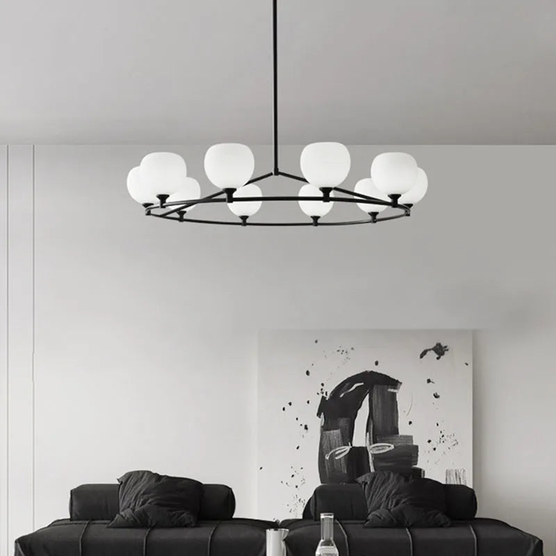 DecorBites™ Brass and White Glass Pendant Lamp with Adjustable Height