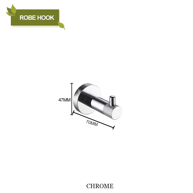DecorBites™ Bathroom Accessories Set: Rose Gold Chrome Hook, Brushed Gold Towel Rack, Stainless Steel Toilet Paper Holder