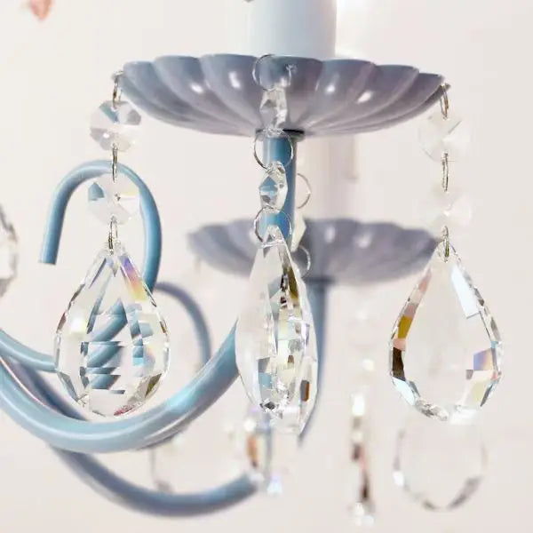 DecorBites™ Blue Crystal Bouquet Chandelier for Princess Girl Bedroom - Romantic Children's Flowers Pendant Lights