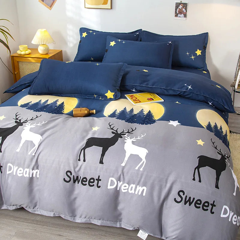 DecorBites™ Lattice Plant Geometric Pattern Bedding Set with Sheet Pillows