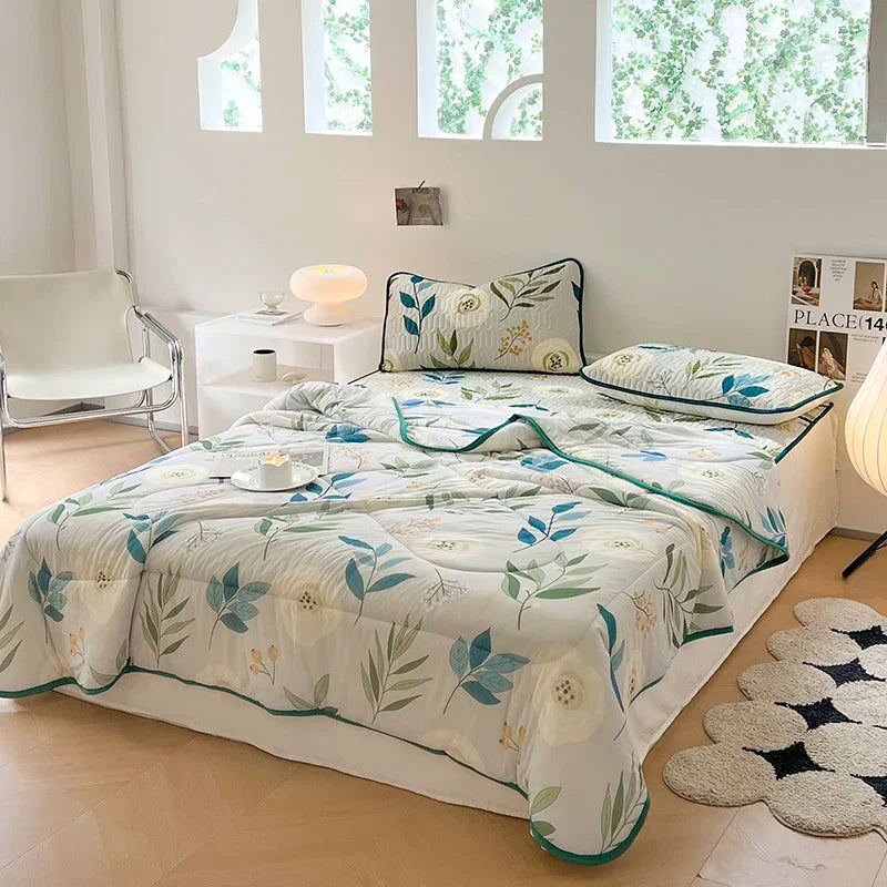 DecorBites™ Cool Summer Blanket Set with Latex Bed Mat - Lightweight Breathable Comforter Bedding
