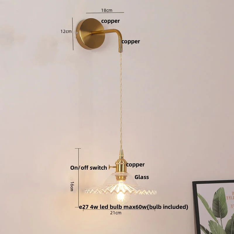 DecorBites™ LED Wall Lights Bar Bedroom Study Clear Glass Bedside Lamp Modern Stair Light Fixtures