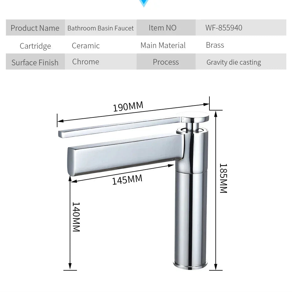 DecorBites™ Basin Faucet: Single Handle Deck Mounted Brass Bathroom Mixer for Sink - Hot/Cold