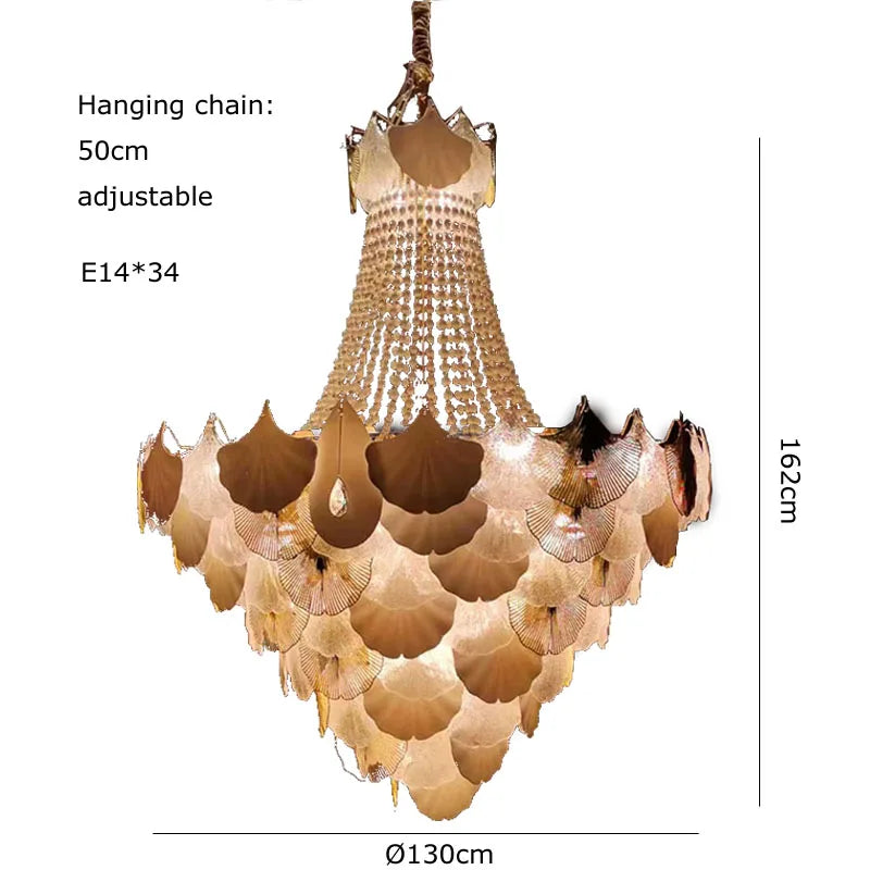 DecorBites™ Ginkgo Gold LED Chandelier Fixture for Living Room