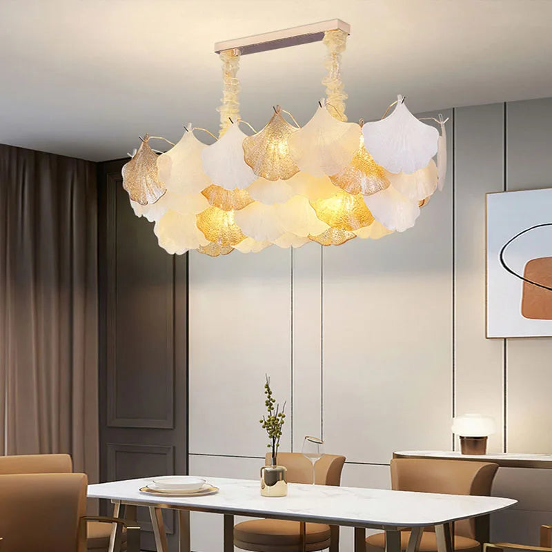 DecorBites™ Ginkgo Gold LED Chandelier Fixture for Living Room
