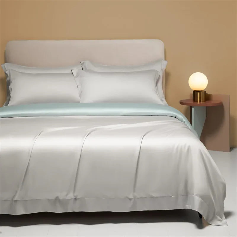 DecorBites™ Cooling Cotton Solid Bedding Set Ultra Soft Quilt Cover for Summer