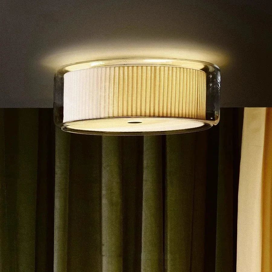 DecorBites™ Glass Shade Ceiling Lamp: Round Flush Mount Light for Hallway, Bedroom, Kitchen.
