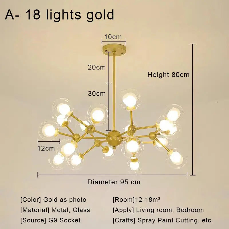 DecorBites™ Glass Ball Pendant Chandelier for Living Room Bedroom Dining Room