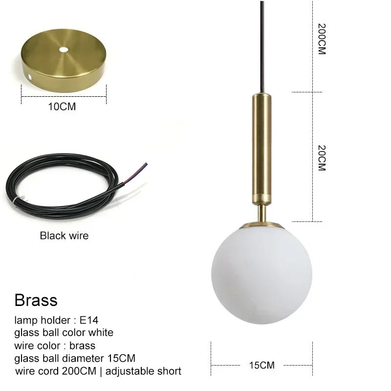 DecorBites™ Glass Ball Pendant Chandeliers for Dining Room Bedroom Lighting