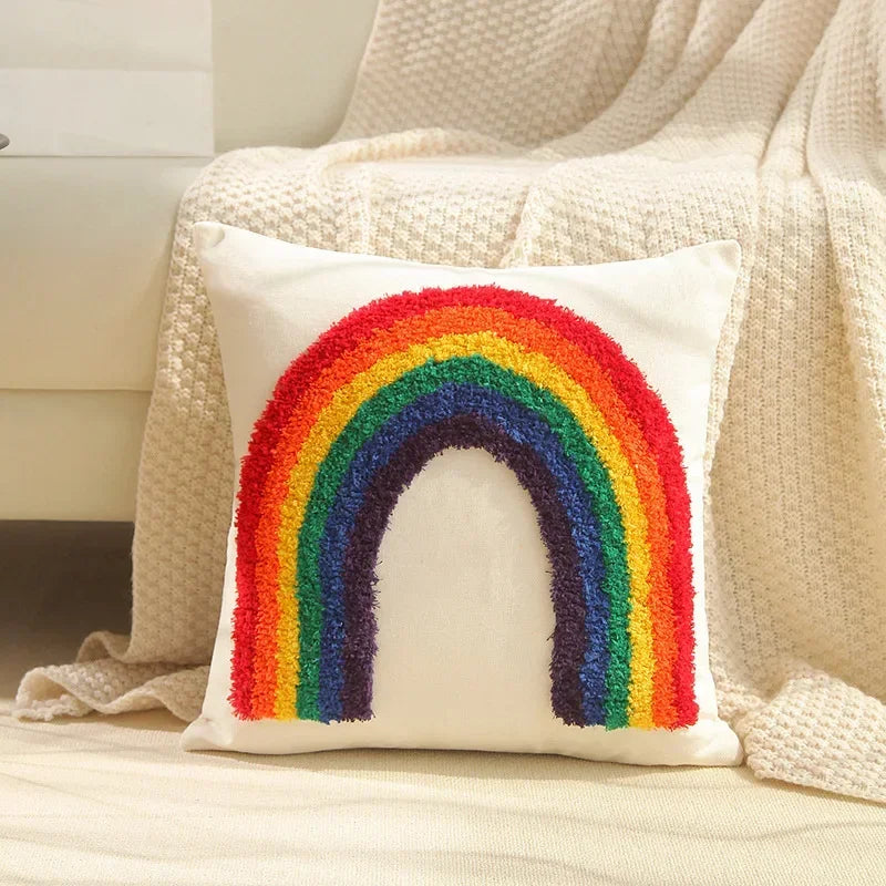 DecorBites™ Geometric Tufted Tassel Cushion Cover Cotton Canvas Fall Pillow Cover