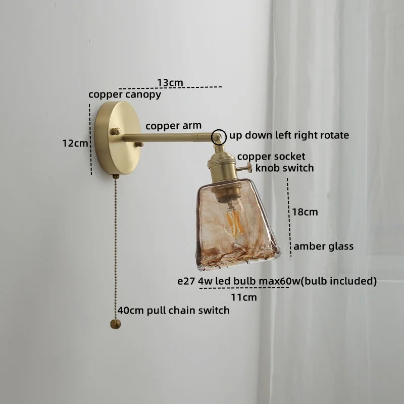 DecorBites™ Ceramic Copper LED Wall Light with Pull Chain Switch for Modern Nordic Home Decor