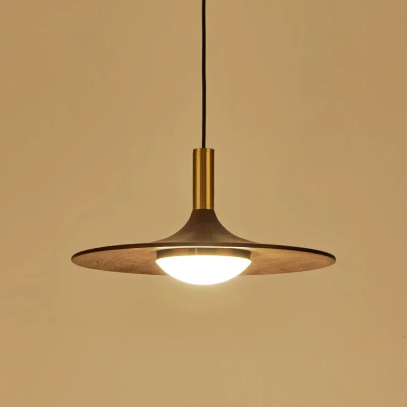 DecorBites™ Flying Saucer Solid Wood Chandelier for Restaurant, Bedroom, Cafe - Nordic Copper