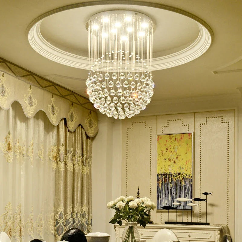 DecorBites™ K9 Crystal Ball LED Ceiling Chandelier for Living Dining Room Bedroom Home Decor