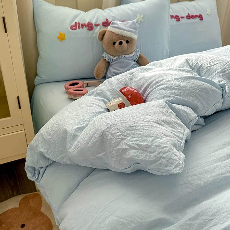 DecorBites™ Cartoon Embroidery Bed Sets - Super Soft & Cute Bedding Set for Kids & Adults