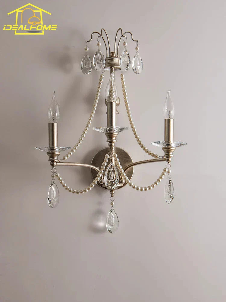 DecorBites™ French Retro Crystal LED Wall Lamp - Luxury Iron Art Decor for Living Room