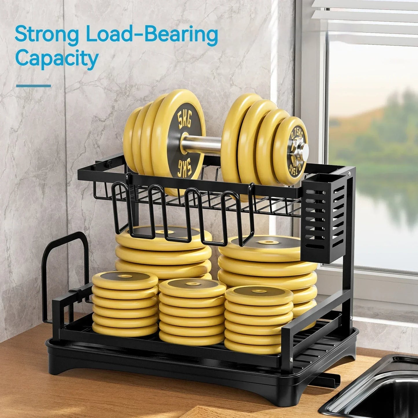 DecorBites™ Double-layer Dish Drying Rack Kitchen Sink Organizer Drainboard Storage