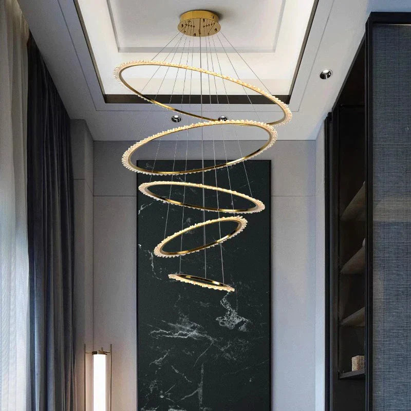 DecorBites™ Crystal Chandelier Stair Pendant Lamp for Modern Home Decoration & Living Room Lighting