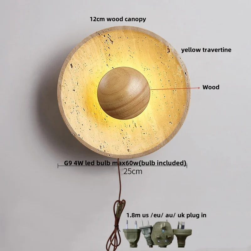 DecorBites™ LED Wall Lamp Sconce Yellow Travertine Square Stair Light Waterproof Fixture