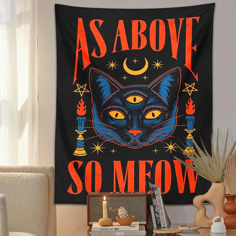 DecorBites™ Cat Tarot Tapestry Wall Hanging Moon Star Room Decoration