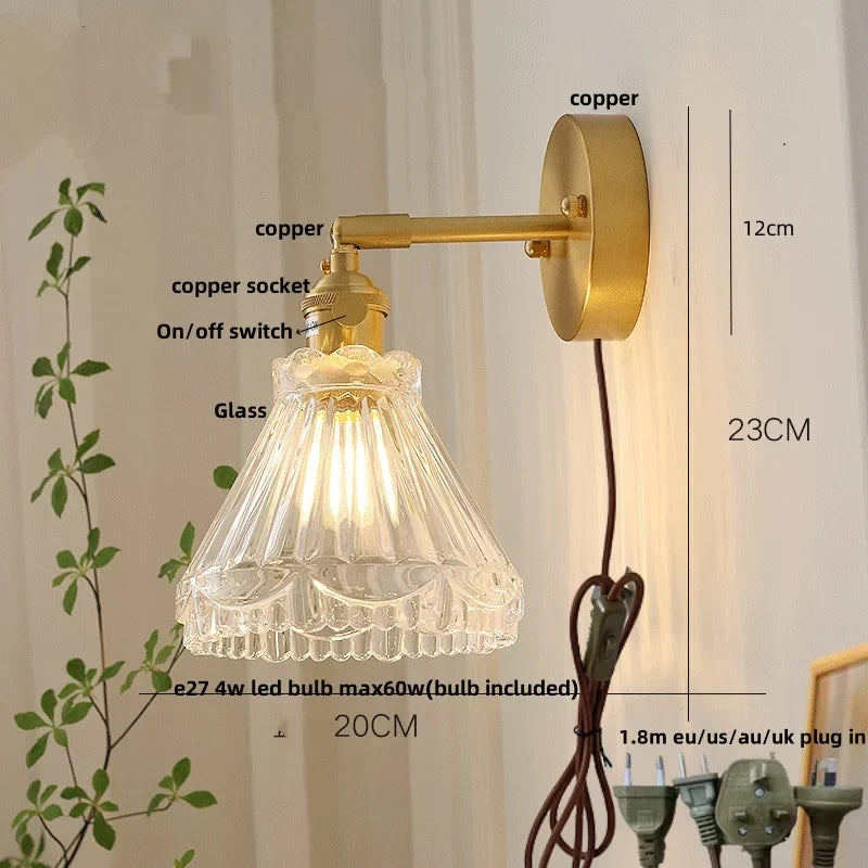 DecorBites™ Brass LED Wall Sconce with Pull Chain Switch, Nordic Design