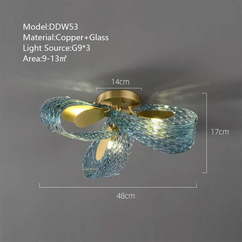 DecorBites™ Blue Glass Luxury Wall Sconce LED Light Fixture for Living Room Bedroom Aisle