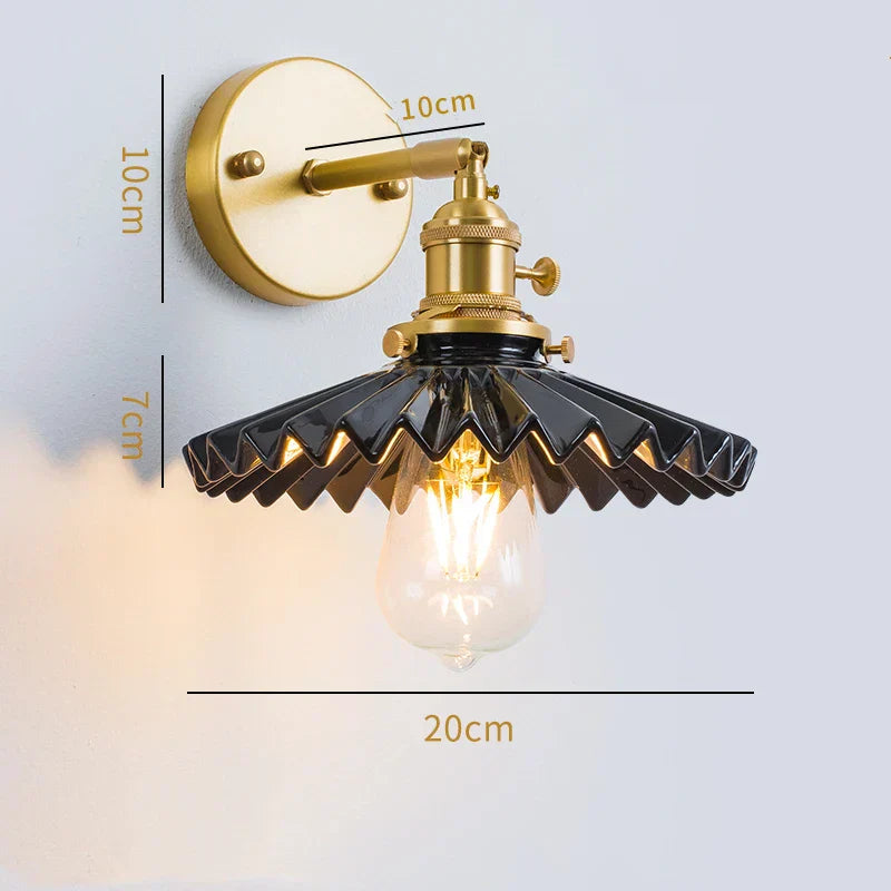 DecorBites™ Ceramic LED Wall Lamp Pull Chain Bedroom Bathroom Mirror Light