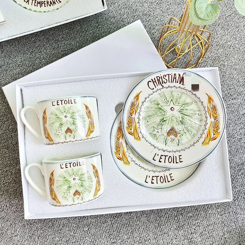 DecorBites™ Bone China Coffee and Tea Cup Set with Saucer, Teaware, Dessert Dish