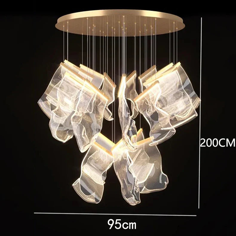 DecorBites™ Crystal Chandelier Stair Pendant Lamp Living Room Lighting